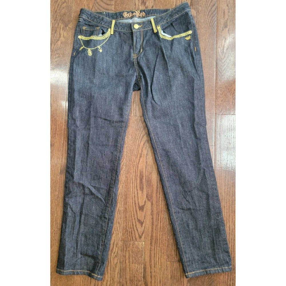Ecko Red Women Jeans Sz 15 Denim Medium Wash Embroidered